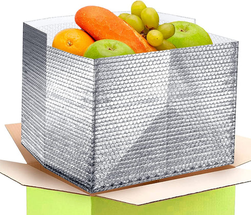 ABC Foil Insulated Box Liners 8" x 8" x 8", Pack of 10 Silver Insulated Shipping Boxes for Frozen Food, Odorless Insulated Shipping Containers, Leakproof Cold Shipping Boxes for Frozen Fish, Meat