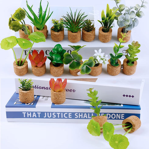 JUSTDOLIFE Plant Fridge Magnets-14 Pack Mini Succulent Plants Magnets Artificial Plants Refrigerator Magnets Potted Succulent Plants Magnet Stickers Cute for Magnet Boards Fridge Home Office Décor