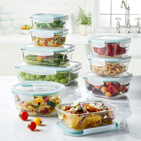 LocknLock Purely Better Glass Food Storage Container with Steam Vent Lid, Rectangle-68 oz, Clear