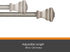Kenney 5/8" Fast Fit Milton Easy Install Curtain Rod, Pewter, 66"-120"