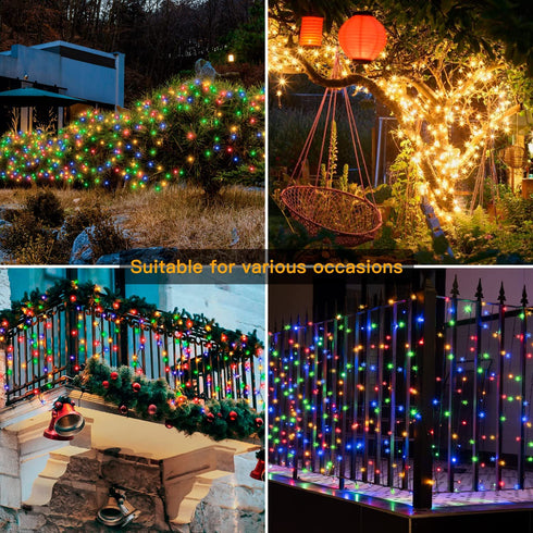 Ollny Solar String Lights Outdoor, 25ft 50 LED Easter String Twinkle Fairy Star Lights Waterproof, Warm White & Multicolor Changing Lights with 11 Modes for Easter Christmas Garden Yard Patio Party