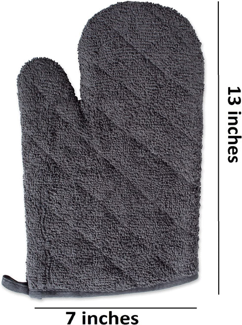 DII Basic Terry Collection 100% Cotton Quilted, Oven Mitt, Mineral Gray, 2 Piece