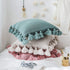 Famibay Knitted Pillow Covers with Pompoms Tassel Boho Striped Cable Knit Throw Pillow Cases Decorative Pillow Cushion Cover Set for Home Sofa Couch Bed 18 x 18 Beige