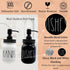 UrbanVillage Farmhouse Soap Dispenser Set - Glass Dish and Hand Soap Dispenser with Stainless Steel Liquid Pump - Cute Mason Jar for Your Kitchen - Glossy Black and White Farmhouse Decor