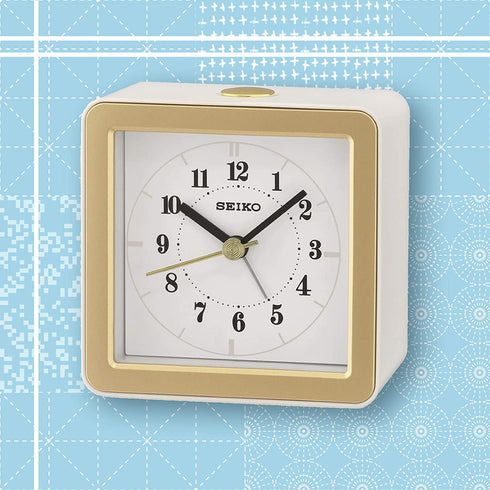 SEIKO Gatsby Bedside Alarm Clock, White Matte