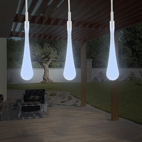 String Lights Set of 2 30 Bulb Solar Power Outdoor LED Décor Tear Drop Lighting with 8 Modes and Rechargeable Battery by Pure Garden (Cool White)