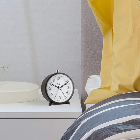 Equity by La Crosse 20091 5 Inch Silent Sweeping Quartz Metal Alarm Clock, Dark Gray