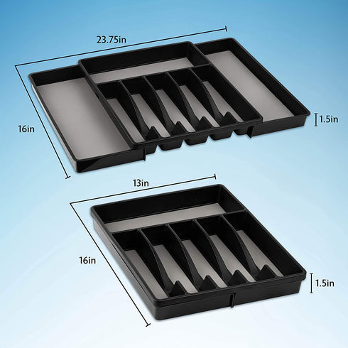 Expandable Cutlery Kitchen Drawer Organizer, Flatware Tray for Silverware, Serving Utensils, Multi-Purpose Storage for Kitchen, Office, Bathroom Supplies