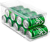 Set of 2 Stackable Refrigerator Organizer Bins Pop Soda Can Dispenser Beverage Holder for Fridge, Freezer, Kitchen, Countertops, Cabinets - Clear Plastic Canned Food Pantry Storage Rack Holds 9 Cans