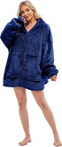 Sviwdsk Weighted Blanket Sweatshirt for Women and Men,Warm Comfy Zip Up Blanket Hoodie Coat,Thick Flannel Fuzzy Blanket with Sleeves and Giant Pocket,32x32,Navy, Kids