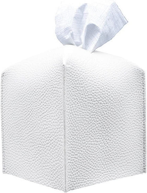Square PU Leather Tissue Box Cover for Bathroom,Bedrooms,Office Desks,Bedside Tables,Vanity Countertop,Cars Muti Purpose Tissue Box Holder(White)