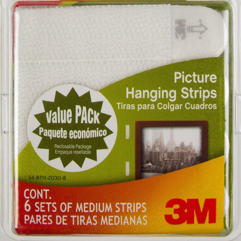 Command 3M 12ct Pack Picture & Frame Hanging Strips Sets Medium Size White Damage-Free