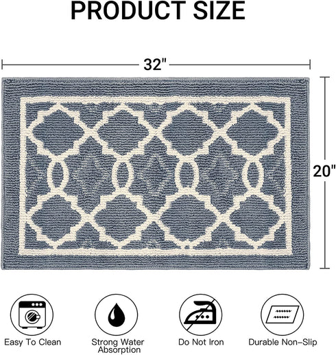 Ymonlia Indoor Door Mat,32" x20Front/Back/Outdoor Mat Rubber Backing,Non-Slip Absorbent Entryway Resist Dirt Rug,Machine Washable Floor Doormats for Home,Entrance,Kitchen