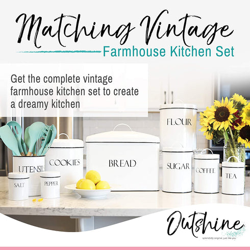 Outshine White Farmhouse Nesting Kitchen Canisters (Set of 3) | Kitchen Canister Set Perfect for Coffee, Tea, Sugar | Coffee Bar Accessories | Gift for Housewarming, Birthday, Wedding, Bridal Shower