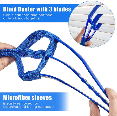 4 Pieces Window Venetian Blind Cleaner Tools 2 Pieces Window Blind Duster Brush and 2 Pieces 7 Finger Duster Brush for Window Air Conditioner Duster Dirt Cleaner (Green, Blue)