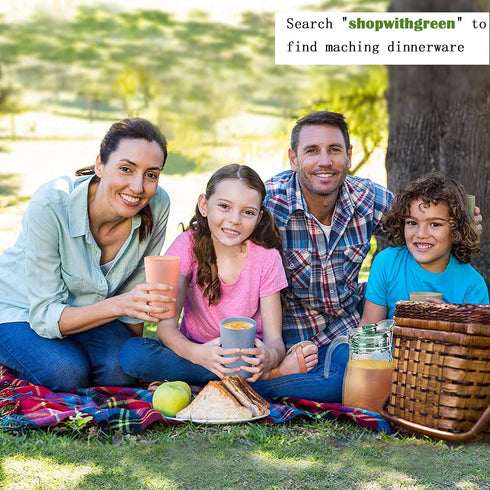 Shopwithgreen 6 PCS Unbreakable Reusable Drinking Cups (14 OZ), Tea Juice Coffee Cup Pack Wheat Straw Healthy Tumbler Set 6-Multicolor, Non-Toxic BPA Free Dishwasher Safe