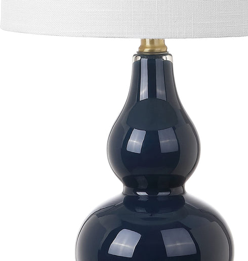 JONATHAN Y JYL1028F Anya 20.5" Mini Glass LED Lamp Transitional,Glam,Midcentury for Bedroom, Living Room, Office, College Dorm, Coffee Table, Bookcase, 1, Navy