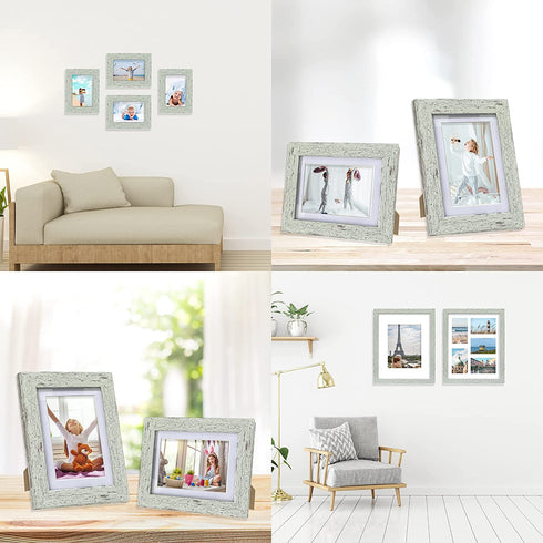 Hongkee 11x14 Picture Frame Set of 2,Green Photo Frame of Rustic Style,Multi 11 by 14 Photo Frame for Wall or Tabletop Display(HK042515-MD11X14-GW(2PK))