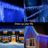 Brizled Blue Icicle Lights, 29ft 360 LED Icicle Christmas Lights, 8 Modes Curtain Fairy Lights with 60 Drops, Clear Icicle Twinkle Lights with Remote for Indoor Outdoor Christmas Wedding Holiday Decor