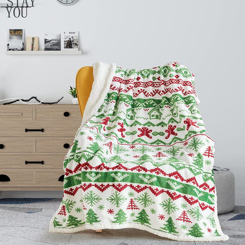 Touchat Sherpa Christmas Throw Blanket, Fuzzy Fluffy Soft Cozy Blanket, Fleece Flannel Plush Microfiber Blanket for Couch Bed Sofa (50" X 60", Christmas Tree)