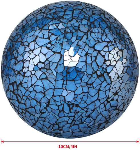 MDLUU Decorative Glass Balls, Mosaic Sphere, Decorative Orbs, Centerpiece Balls for Bowls, Vases, Dining Table Decor, Diameter 4 Inches, Pack of 3 (Turquoise)