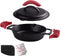 Cast Iron Skillet with Cast Iron Lid - 8"-Inch Dual Handle Frying Pan + Pan Scraper + Silicone Handle Holder Covers - Pre-Seasoned Oven Safe Cookware - Indoor/Outdoor, Grill, Stovetop, Induction Safe