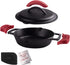 Cast Iron Skillet with Cast Iron Lid - 8"-Inch Dual Handle Frying Pan + Pan Scraper + Silicone Handle Holder Covers - Pre-Seasoned Oven Safe Cookware - Indoor/Outdoor, Grill, Stovetop, Induction Safe