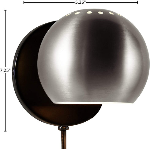 Amazon Brand Rivet Mid Century Modern Wall Mounted Plug-In Sconce Light, 7.25"H, Polished Nickel