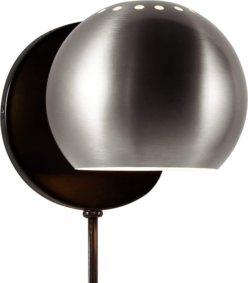 Amazon Brand Rivet Mid Century Modern Wall Mounted Plug-In Sconce Light, 7.25"H, Polished Nickel