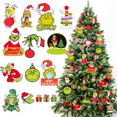 Christmas Tree Ornaments, 24Pcs Felt Hanging Charms Christmas Tree Ornament Xmas Holiday Decorations