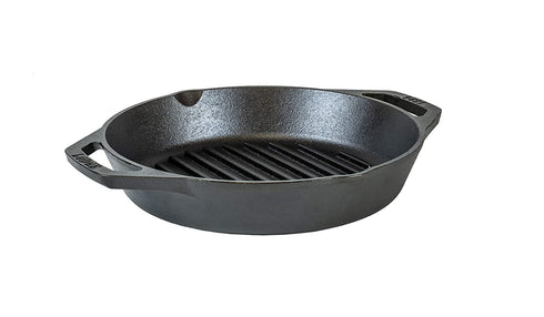 Lodge 10.25" Cast Iron Dual Handle Grill Pan, Black