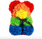 Rose Flower Bear,10 inch Artificial Rose Love Romantic for Christmas, Graduation, Valentine's Day, Mother's Day, Anniversary, Birthday, Wedding Gift (Rainbow)
