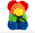Rose Flower Bear,10 inch Artificial Rose Love Romantic for Christmas, Graduation, Valentine's Day, Mother's Day, Anniversary, Birthday, Wedding Gift (Rainbow)