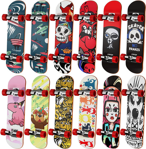 Finger Skateboards for Kids Set of 12, HOMETALL Mini Skateboard Fingerboards 12 Pieces Finger Toys Pack, Gifts for Kids Children Finger Skater