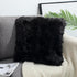 No Insert Faux Fur Sheepskin Throw Pillow Cover 18x18 Set of 2 Merino Style Super Soft Fluffy Cushion Fuzzy Pillow Case New Luxury Series for Livingroom Couch Sofa Bed Home Decor LINMOPM (Black)