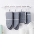 Oven Mitts and Pot Holders Set - 4pcs Long Cotton Puppet Oven Gloves & Hot Pads with Non-Slip Silicone Grip Heat Resistant 455 °F /235 °C for Kitchen Baking Cooking Grilling Machine Washable-Grey