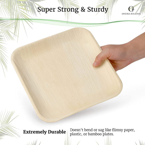 ONEIRA KOUZINA Premium Palm Leaf Plates - 20 large, 10 inch square party pack - Biodegradable Compostable Eco-Friendly Disposable Sturdy. Better than bamboo plates, paper or plastic plates