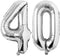 Silver 40 Number Balloons Big Giant Jumbo Large Number 40 Foil Mylar Balloons for Women Men 40th Birthday Party Supplies 40 Anniversary Events Decoration