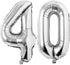 Silver 40 Number Balloons Big Giant Jumbo Large Number 40 Foil Mylar Balloons for Women Men 40th Birthday Party Supplies 40 Anniversary Events Decoration