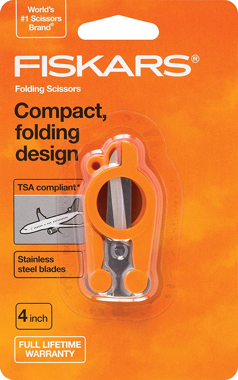 Fiskars 01-005434 Travel Folding Scissors, 4 Inch, Orange