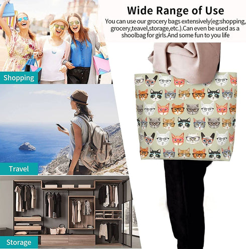 BLUBLU Reusable Large Capacity Women Shoulder Handbags Casual Canvas Tote Bag Heavy Duty for Shopping Grocery Travel Outdoor