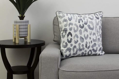 Thro by Marlo Lorenz 20x20 Miron Cheetah Velvet Throw Pillow, 1 Count (Pack of 1), Gray