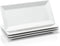 Sweese 705.101 12 Inch Porcelain Rectangular Plates, White Serving Trays for Parties - Stackable, Set of 4