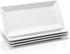 Sweese 705.101 12 Inch Porcelain Rectangular Plates, White Serving Trays for Parties - Stackable, Set of 4