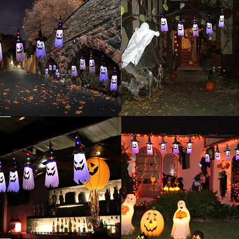 Halloween Lights, VIKASI 11.5ft Battery Operated 5 Ghost Led String Lights Halloween Decorations, Scary Halloween Decoration for Indoor Outdoor Home Party Halloween Decor