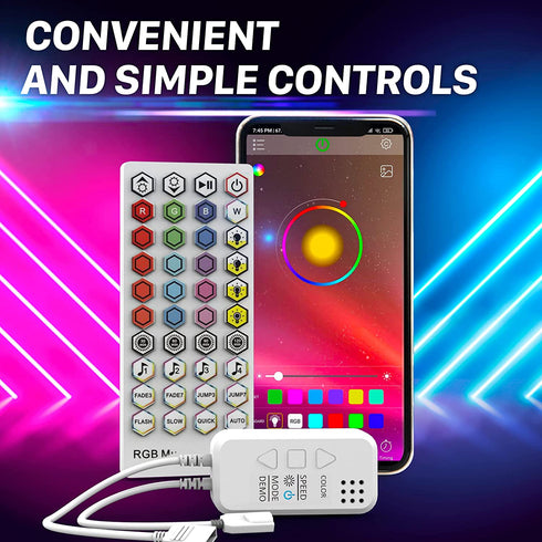 Upgraded 2022 WiFi LED Strip Lights Kit Extra Adhesive 3M Tape - 20 feet 300 LEDs SMD 5050 RGB Light, 44 Key Remote Controller, Flexible Changing Multi-Color Lighting Strips for TV, Room