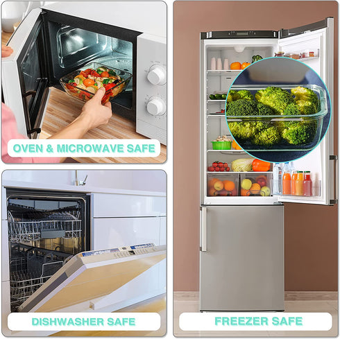 Glass Meal Prep Containers - Food Prep Containers with Lids Meal Prep - Food Storage Containers - Lunch Containers Portion Control Containers Airtight - Bpa-Free (3 set Container)