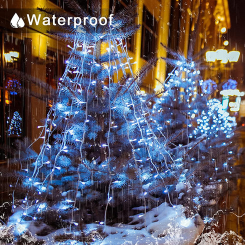 JMEXSUSS 300 LED Christmas Lights Outdoor Waterproof 8 Modes Christmas String Lights Cool White Christmas Tree Lights Indoor Plug in