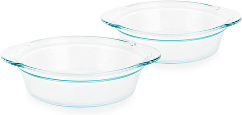 Pyrex | Clear Tempered Glass Pie Baking Dishes | Set of Two| 9.5" Deep, 60% Deeper than Pyrex Basic | Wide Handles for Extra Grip while Cooking & Baking | Doesn't Absorb Food Odors and Stains