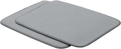 Amazon Basics Plastic Dish Drying Rack with 2 Mats (16" x 18") - Charcoal